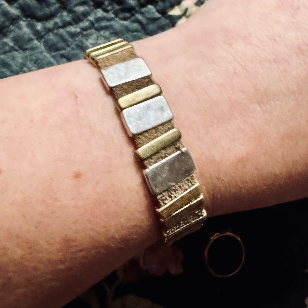 Lucky Brand Leather and Metal Brutalist Bracelet